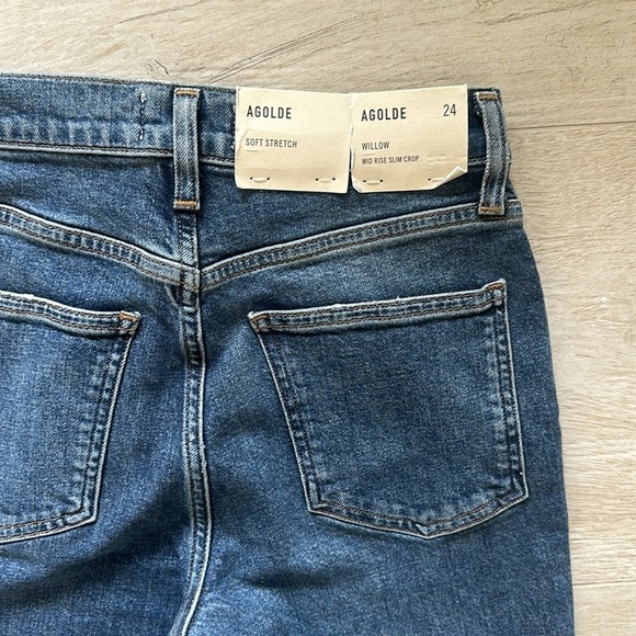 NWT AGOLDE Women's Willow Mid Rise Slim Crop Jean in color rush - Picture 7 of 13